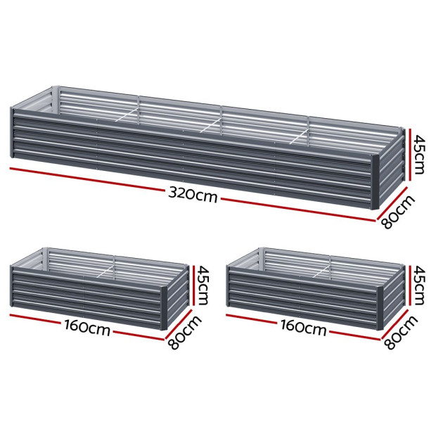 Garden Bed 320x80x45cm Planter Box Raised Container Galvanised Herb Image 2
