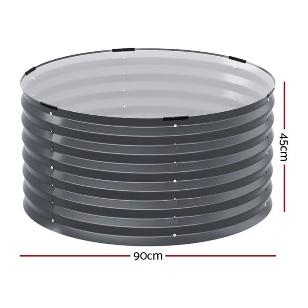 Garden Bed 90x45cm Round Latches Planter Box Raised Galvanised Herb Image 2