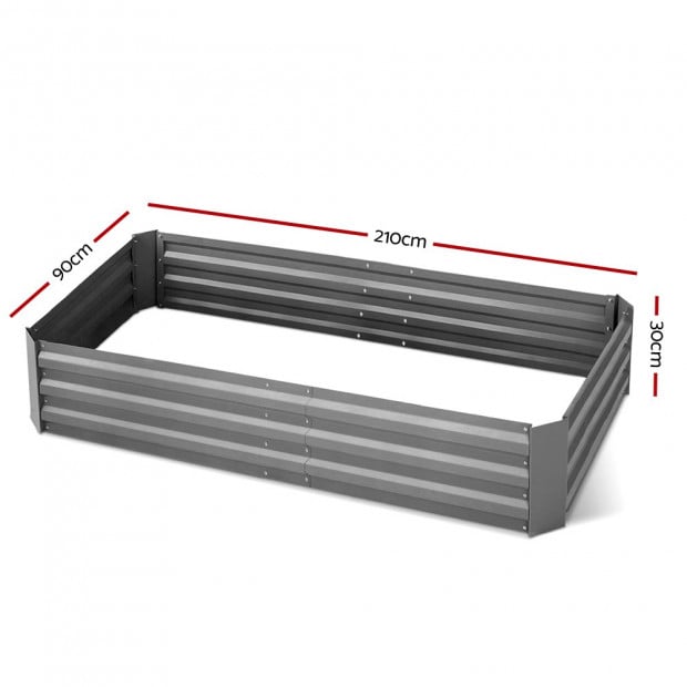 Green Fingers Set of 2 210cm x 90cm Raised Garden Bed - Aluminium Grey Image 2