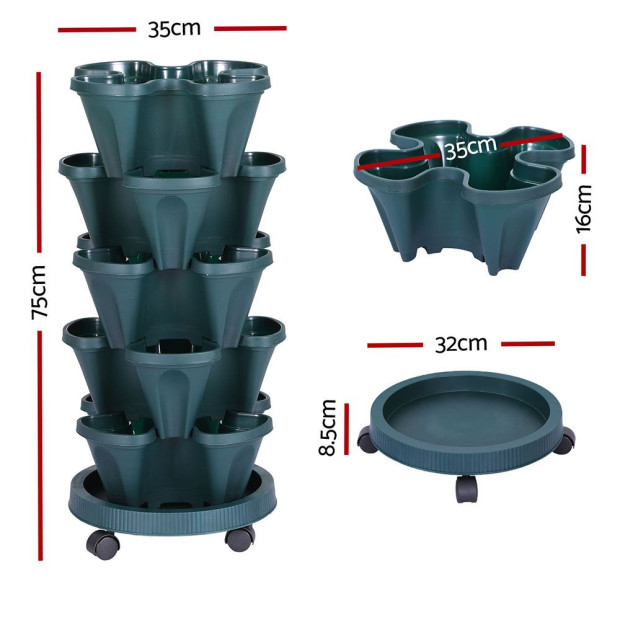 Garden Bed 5 Tier Vertical Garden Strawberry Stackable Planters Herbs Image 2