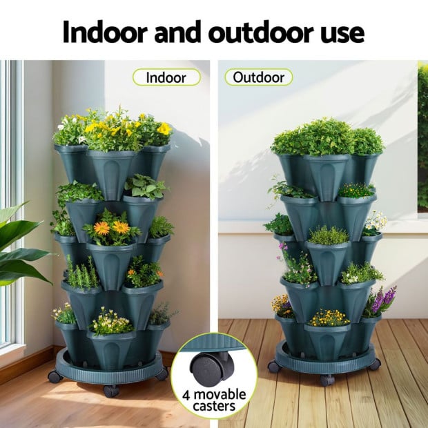 Garden Bed 5 Tier Vertical Garden Strawberry Stackable Planters Herbs Image 6