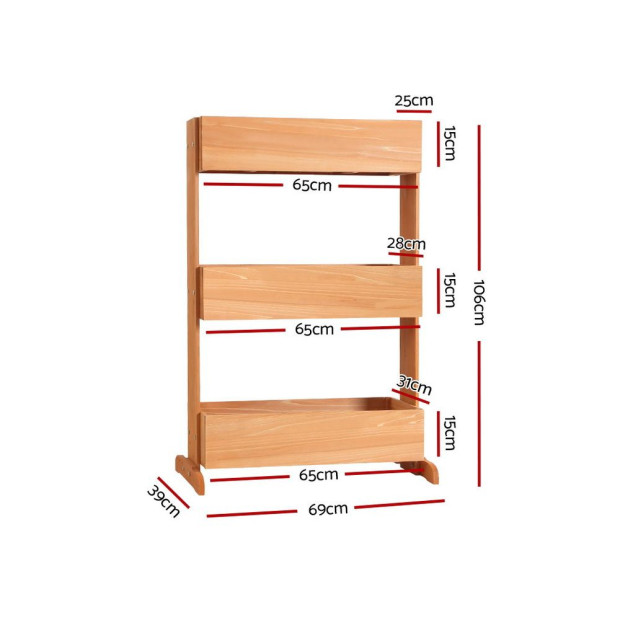 Garden Bed Raised Wooden Planter Box Vegetables 69x39x106cm Image 2