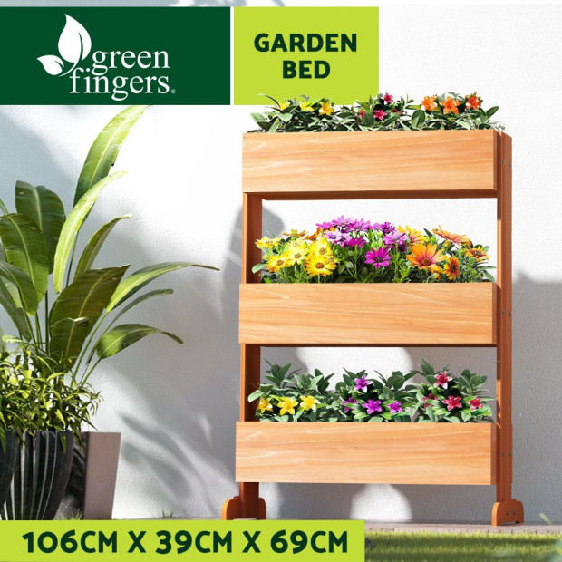 Garden Bed Raised Wooden Planter Box Vegetables 69x39x106cm Image 4