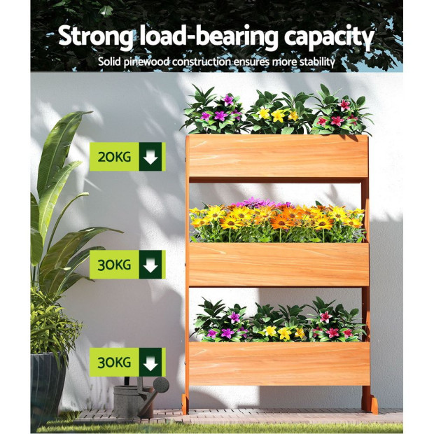 Garden Bed Raised Wooden Planter Box Vegetables 69x39x106cm Image 6