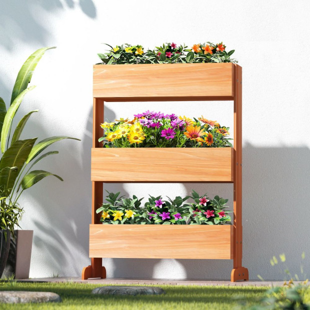 Garden Bed Raised Wooden Planter Box Vegetables 69x39x106cm Image 8