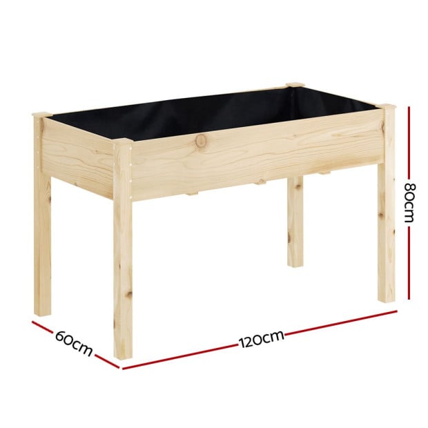 Garden Bed Elevated 120x60x80cm Wooden Planter Box Raised Container Image 2