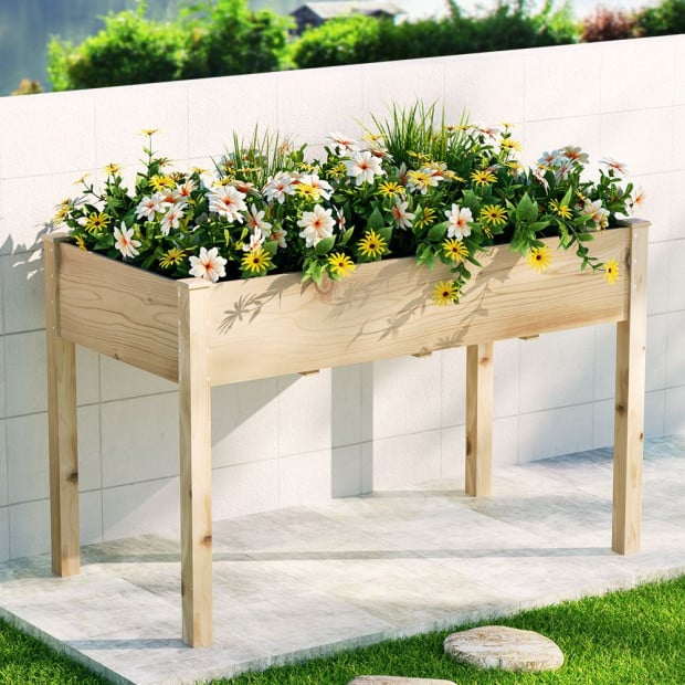 Garden Bed Elevated 120x60x80cm Wooden Planter Box Raised Container Image 4