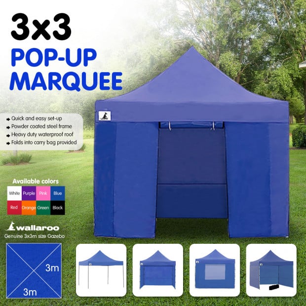 Wallaroo 3x3 Marquee - PopUp Gazebo - Blue Image 7