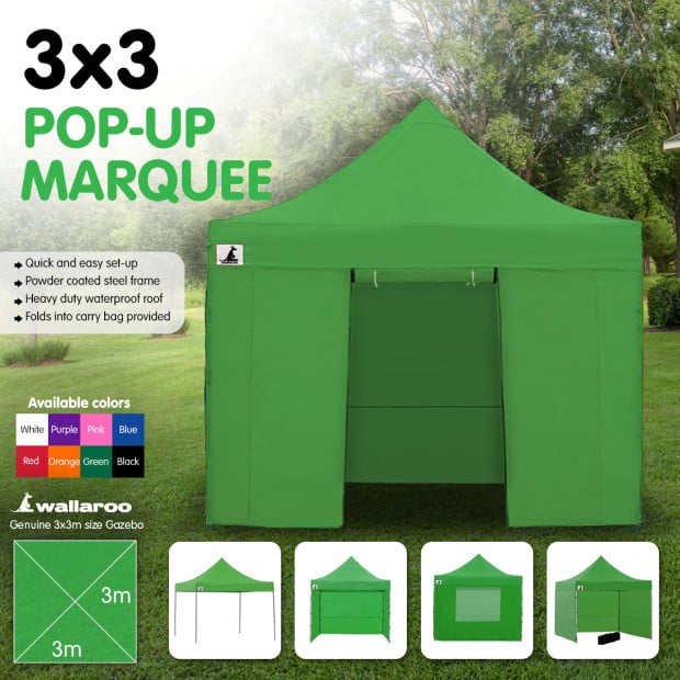 Wallaroo 3x3 Marquee - PopUp Gazebo - Green Image 2