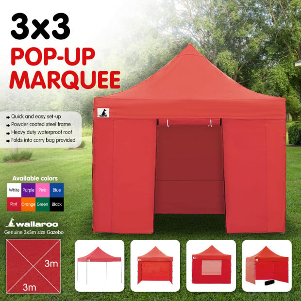 Wallaroo 3x3 Marquee - PopUp Gazebo - Red Image 2