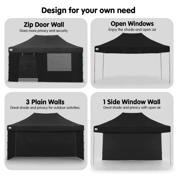 Wallaroo 3x4.5m Popup Gazebo Black Image 10
