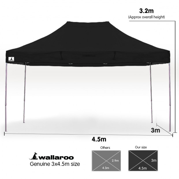 Wallaroo 3x4.5m Popup Gazebo Black Image 7
