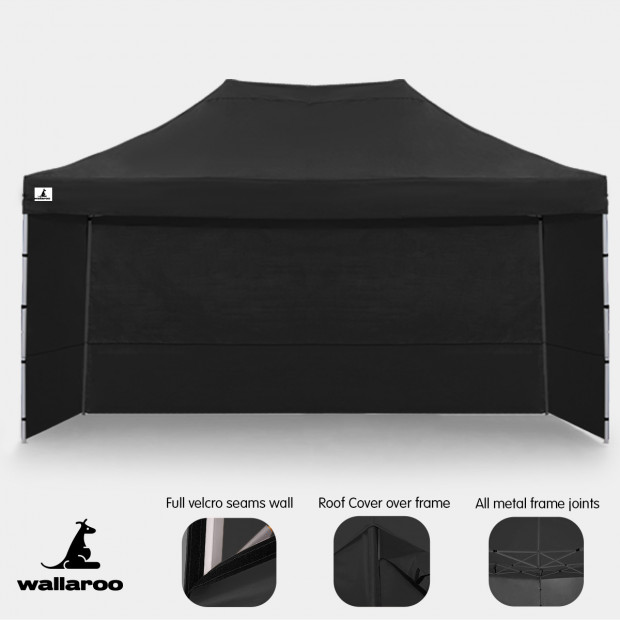 Wallaroo 3x4.5m Popup Gazebo Black Image 11