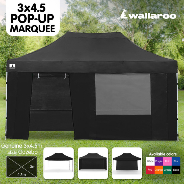 Wallaroo 3x4.5m Popup Gazebo Black