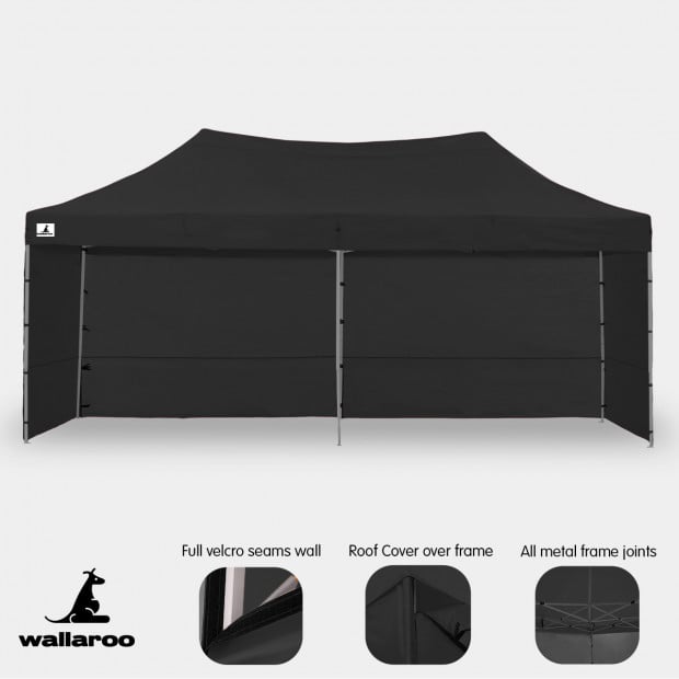 Wallaroo 3x6 Marquee - PopUp Gazebo - Black Image 12
