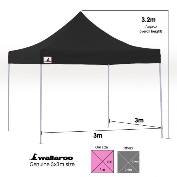 Wallaroo 3x3 PopUp Black Gazebo Marquee Outdoor Tent Image 5
