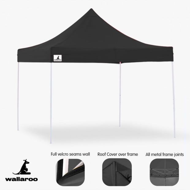 Wallaroo 3x3 Marquee - PopUp Gazebo - Black Image 4