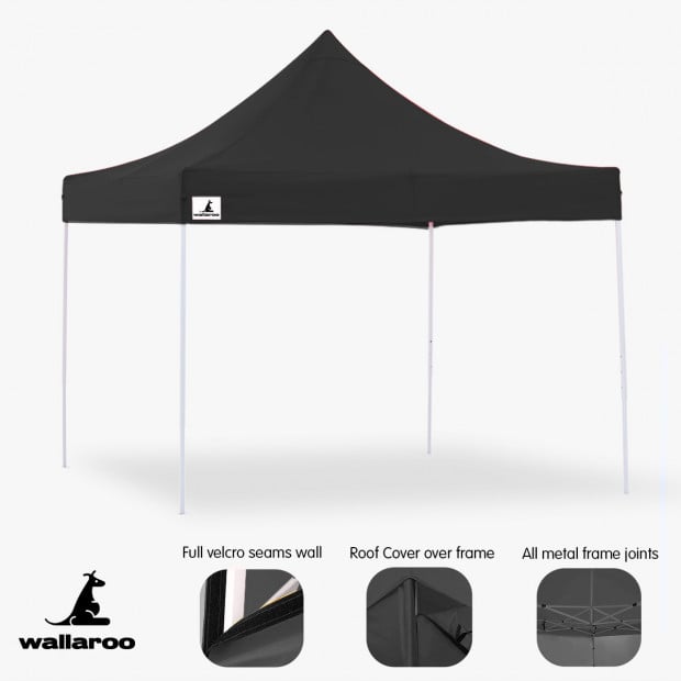 Wallaroo 3x3 PopUp Black Gazebo Marquee Outdoor Tent Image 4