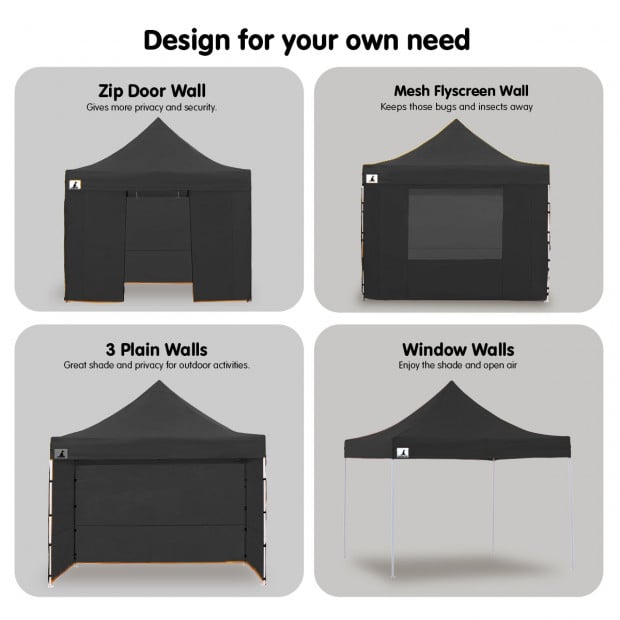 Wallaroo 3x3 PopUp Black Gazebo Marquee Outdoor Tent Image 3
