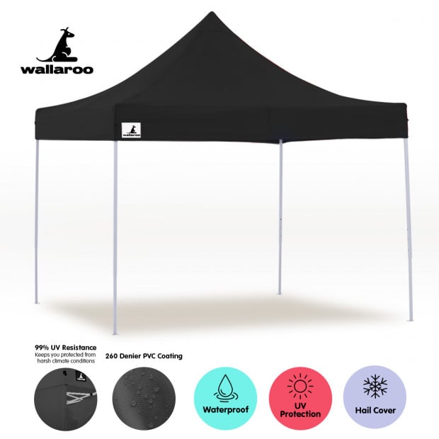 Wallaroo 3x3 PopUp Black Gazebo Marquee Outdoor Tent Image 7