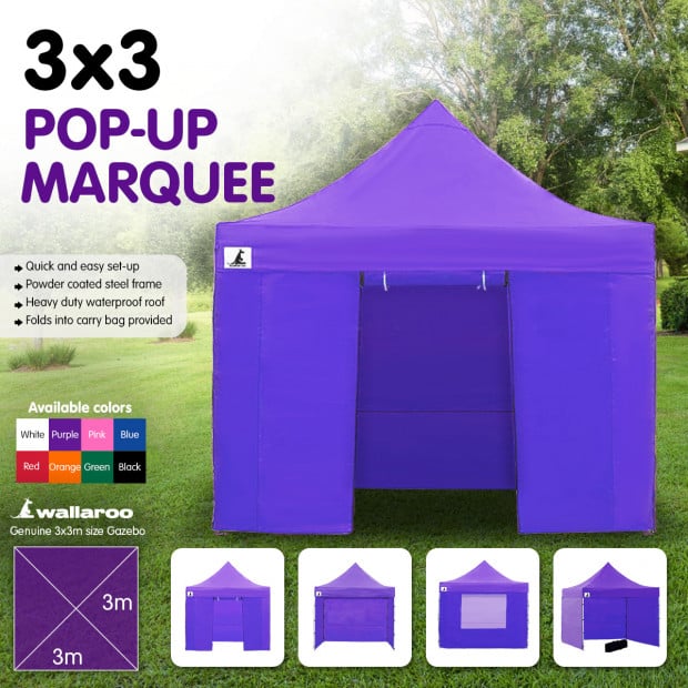 Wallaroo 3x3 Marquee - PopUp Gazebo - Purple Image 2
