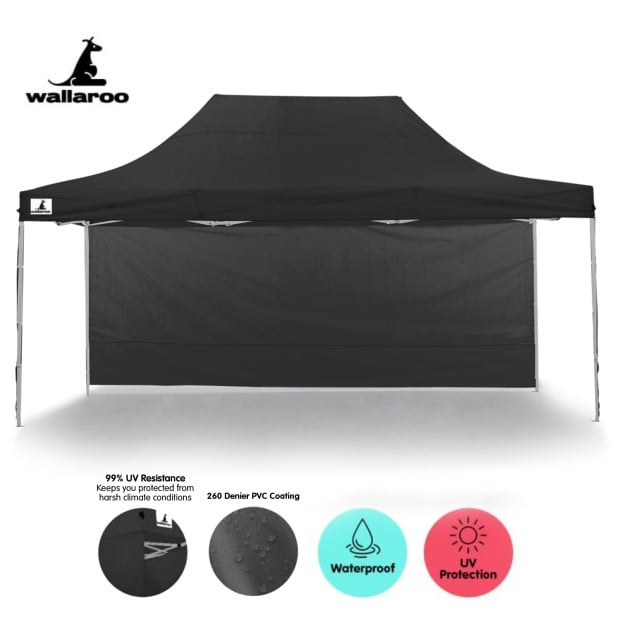 Wallaroo 3x4.5 Marquee Popup Gazebo Black Image 2