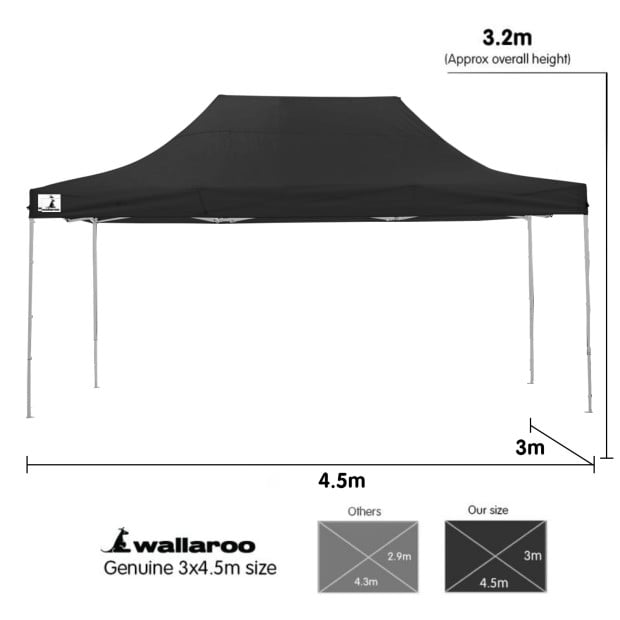 Wallaroo 3x4.5 Marquee Popup Gazebo Black Image 11