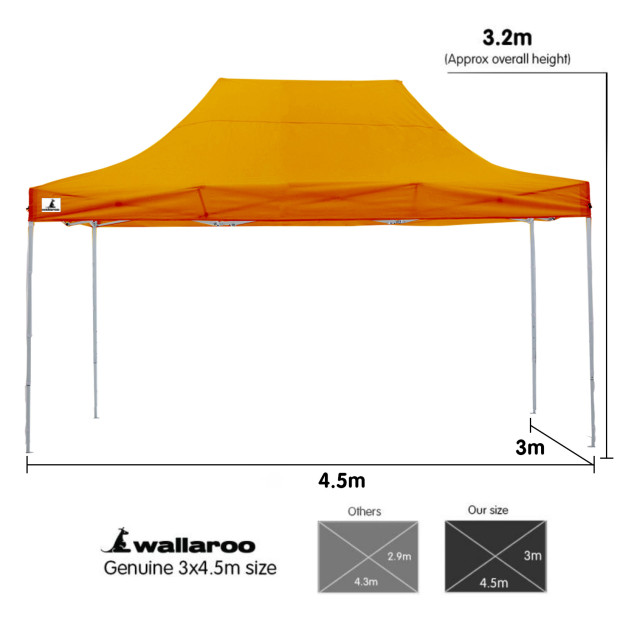 Wallaroo 3x4.5m Popup Gazebo Orange Image 4
