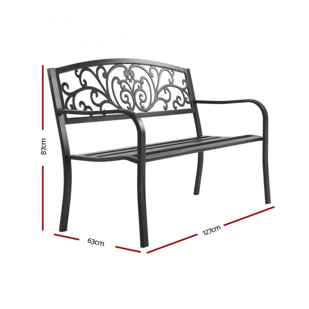 Cast Iron Garden Bench - Black Image 2