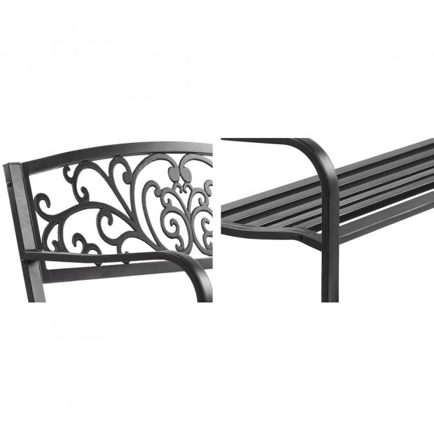 Cast Iron Garden Bench - Black Image 4