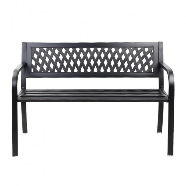 Cast Iron Modern Garden Bench - Black Image 4