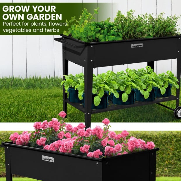 Wallaroo Garden Bed Raised 108.5 x 50.5 x 80cm Galvanized Steel Black Image 5