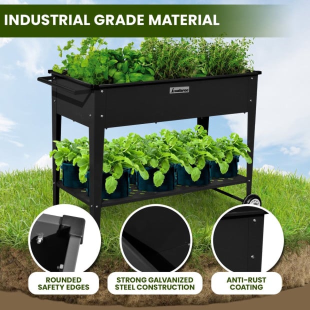 Wallaroo Garden Bed Raised 108.5 x 50.5 x 80cm Galvanized Steel Black Image 6