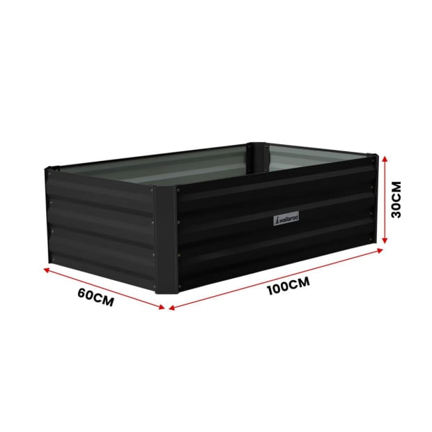 Wallaroo Garden Bed 100 x 60 x 30cm Galvanized Steel - Black Image 5