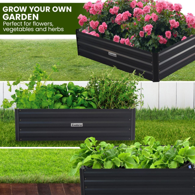 Wallaroo Garden Bed 100 x 60 x 30cm Galvanized Steel - Black Image 6