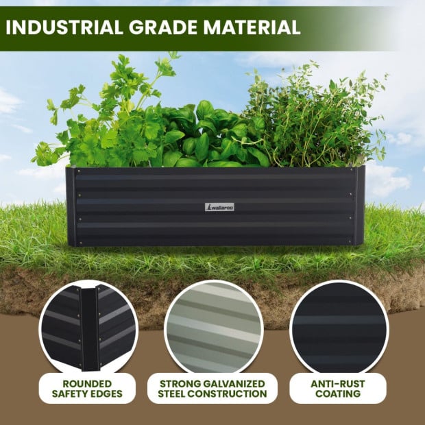 Wallaroo Garden Bed 100 x 60 x 30cm Galvanized Steel - Black Image 7