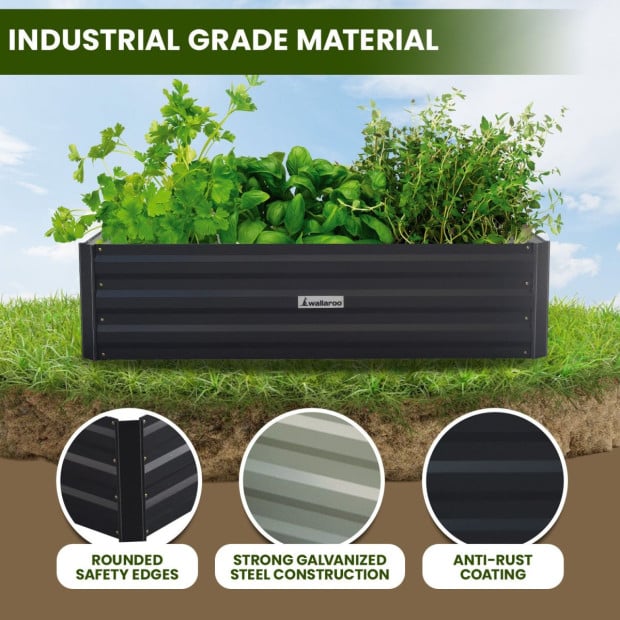 Wallaroo Garden Bed 120 x 60 x 30cm Galvanized Steel - Black Image 7