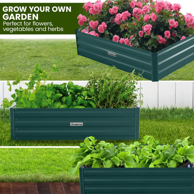 Wallaroo Garden Bed 120 x 60 x 30cm Galvanized Steel - Green Image 6