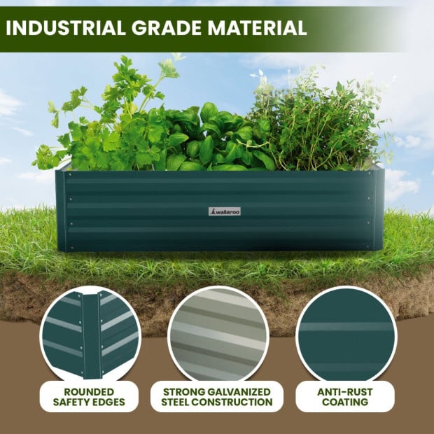 Wallaroo Garden Bed 120 x 60 x 30cm Galvanized Steel - Green Image 7