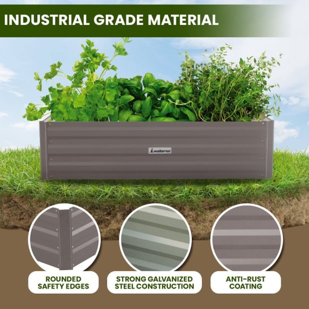 Wallaroo Garden Bed 120 x 90 x 30cm Galvanized Steel - Grey Image 7