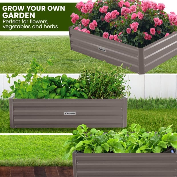 Wallaroo Garden Bed 210 x 90 x 30cm Galvanized Steel - Grey Image 6