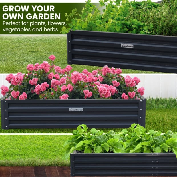 Wallaroo 150 x 90 x 30cm Galvanized Steel Garden Bed - Black Image 6