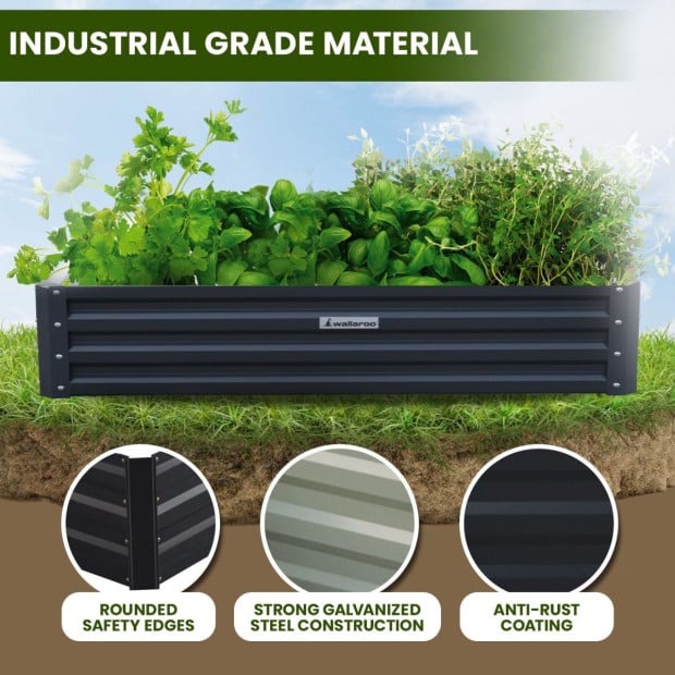 Wallaroo 150 x 90 x 30cm Galvanized Steel Garden Bed - Black Image 7