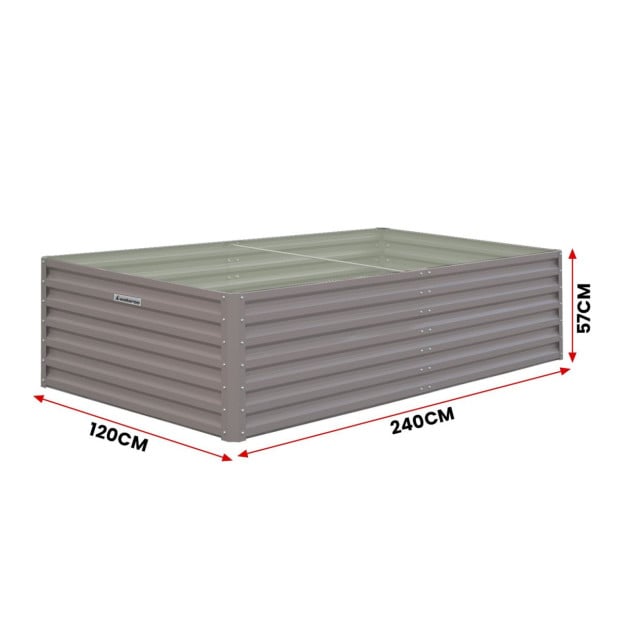 Wallaroo Garden Bed 240 x 120 x 57cm Galvanized Steel - Grey Image 5