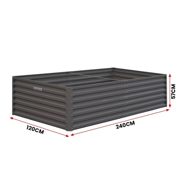 Wallaroo Garden Bed 240 x 120 x 57cm Galvanized Steel - Grey Image 5