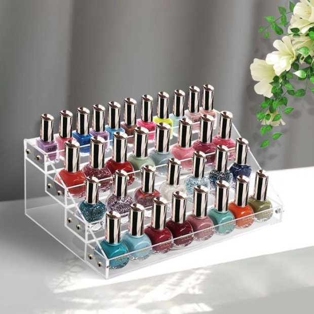 Clear Acrylic Nail Polish Varnish Cosmetics Display Stand Rack Organiser Image 8