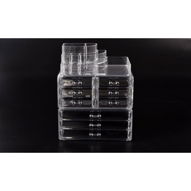 9 Drawer Clear Acrylic Cosmetic Makeup Organizer Jewellery Storage Box Image 2