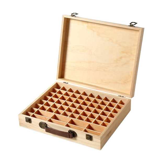 Essential Oil Storage Box Wooden 70 Slots Aromatherapy Container