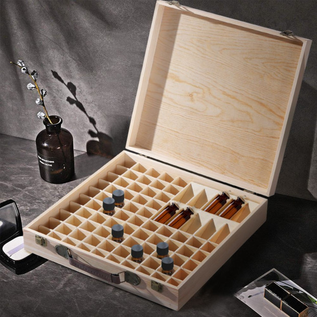 Essential Oil Storage Box Wooden 85 Slots Aromatherapy Container Case Image 12