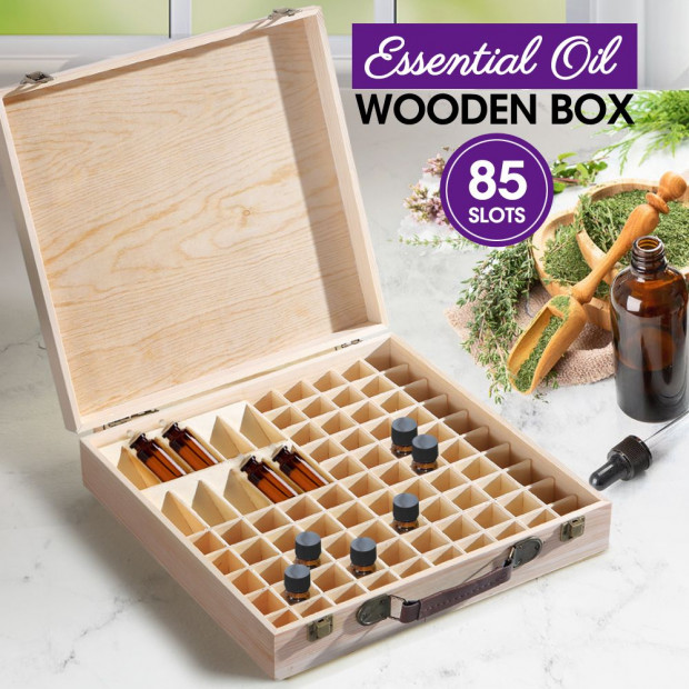 Essential Oil Storage Box Wooden 85 Slots Aromatherapy Container Case Image 2